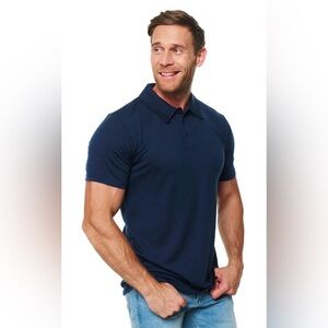 Merino Tech Polo Shirt in Navy Men’s Superfine Merino Wool , size Large